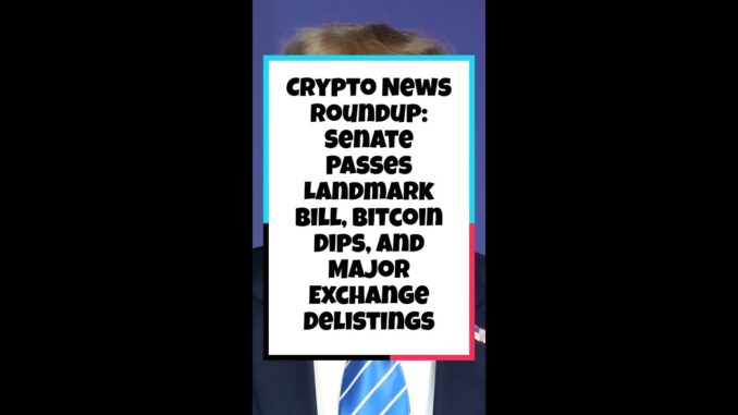 Crypto News Roundup: Senate Passes Landmark Bill, Bitcoin Dips, and Major Exchange Delistings